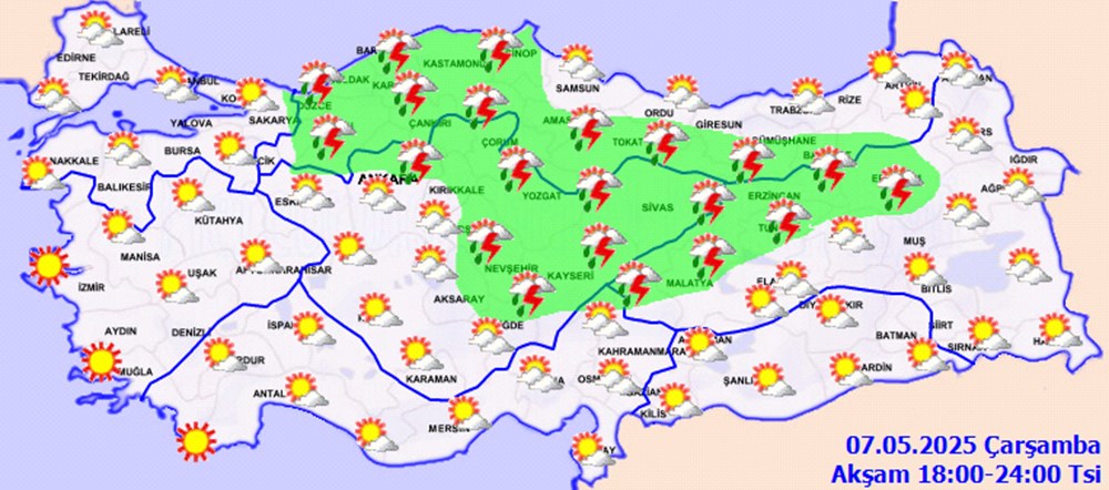 Meteoroloji'den 13 il için sağanak yağış uyarısı (7 Mayıs Çarşamba hava durumu) - 4