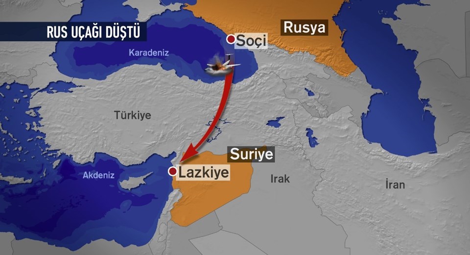 Düşen Rus askeri uçağı Lazkiye kentindeki Rus askerlerine Noel konseri verecek müzisyenleri de taşıyordu.