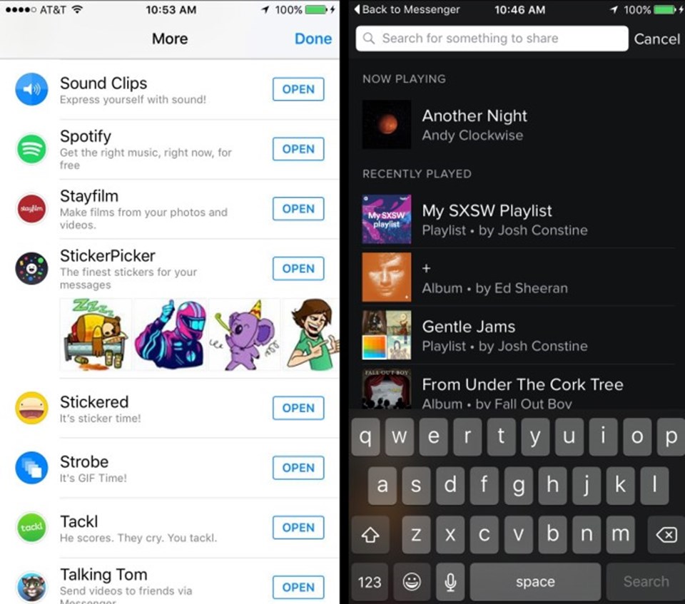 Spotify uzun süredir kendi kullanıcılarına direkt paylaş özelliğini sunuyordu. Bu özellik e-mail, SMS, ve WhatsApp’tan sonra Facebook Messenger üzerinden de kullanıma açıldı.