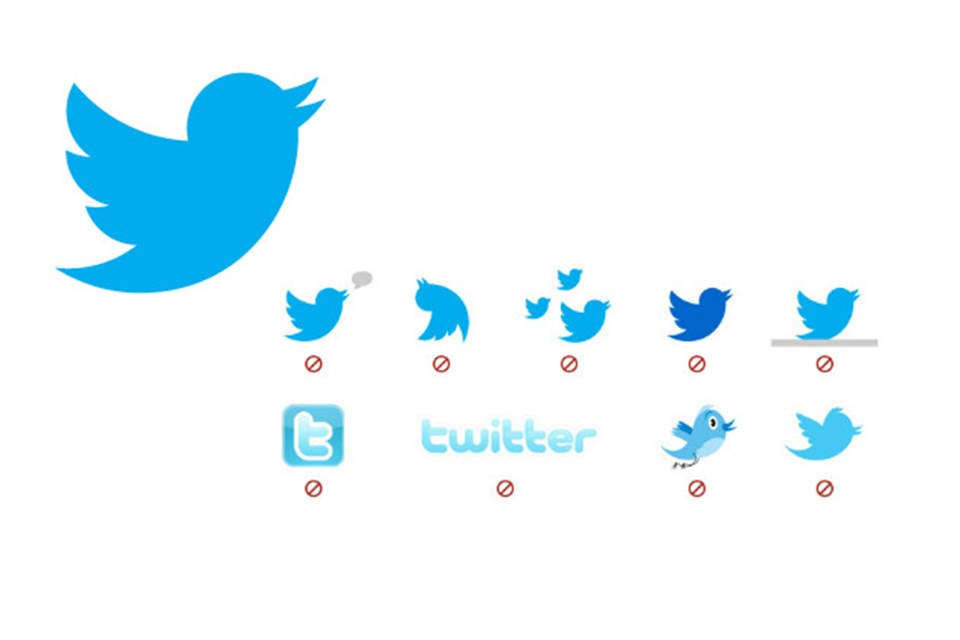 Yasaklanan Twitter logoları.