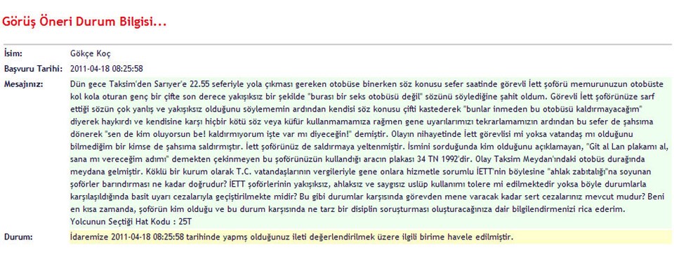 Gökçe Koç'un dilekçesi. Büyütmek için üzerine tıklayın.