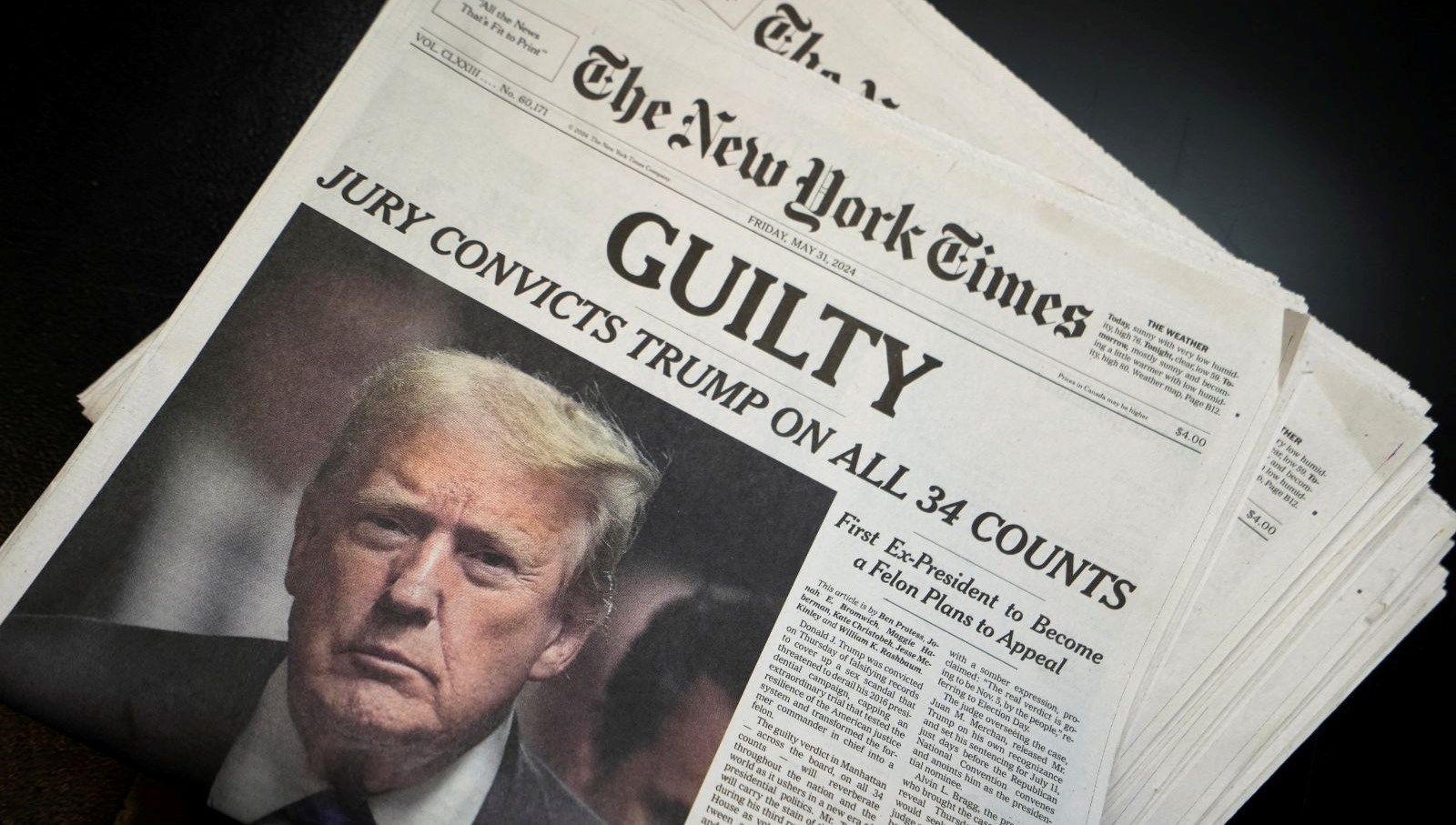 New York Times'tan büyük punto Trump manşeti: "Suçlu"