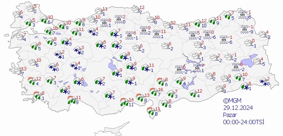 Pazar günü hava nasıl olacak, yağmur yağacak mı? 29 Aralık hava durumu - 1