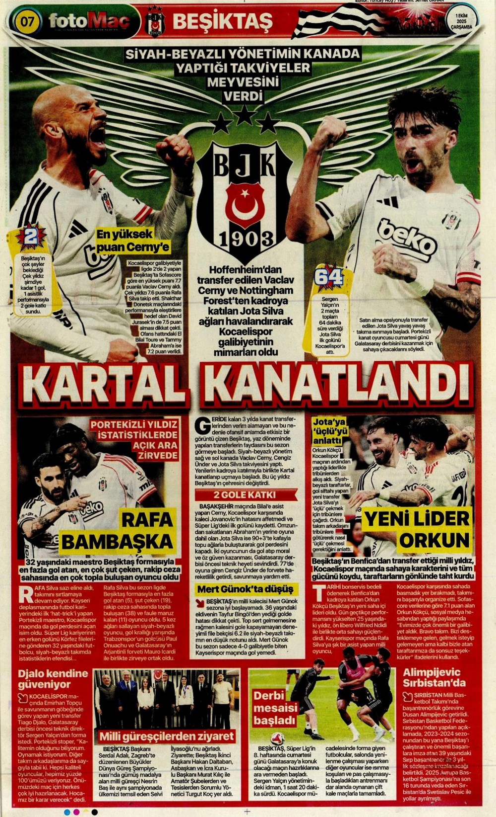 "Adı Aslan, işi destan" (1 Ekim 2025 spor manşetleri) - 10