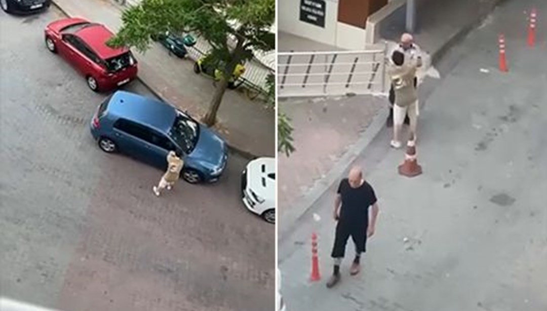 Kağıthane'de korku dolu anlar: Araçların aynalarını kırdı, güvenlik görevlisine saldırdı