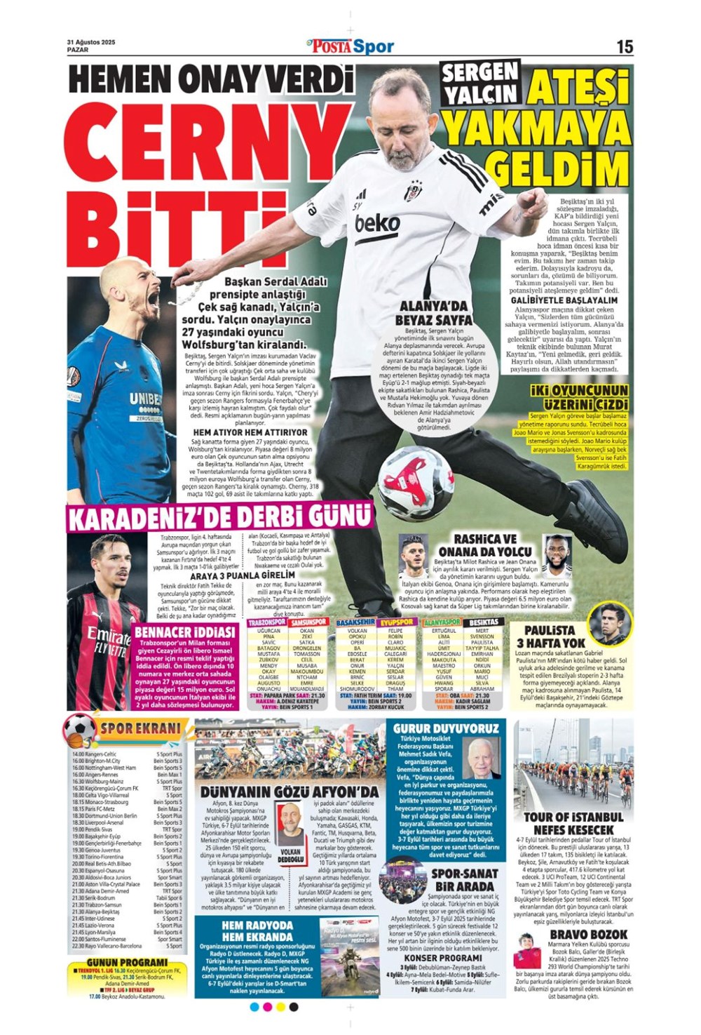 "Ya Kartal ya Schmidt" (31 Ağustos spor manşetleri) - 13