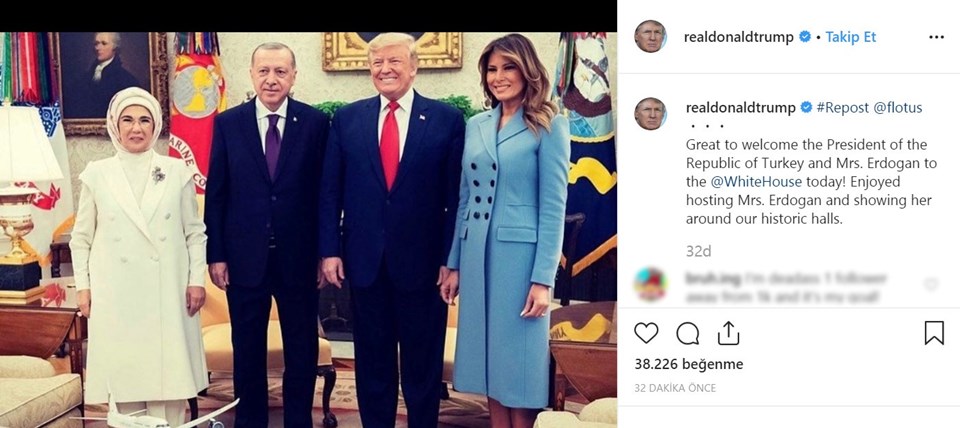 Trump, Erdoğan'ın ziyareti esnasındaki aile fotoğrafını paylaştı - 1