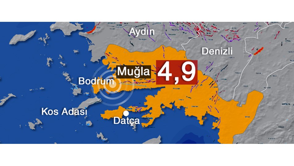 Bodrum'da 4.9 büyüklüğünde deprem