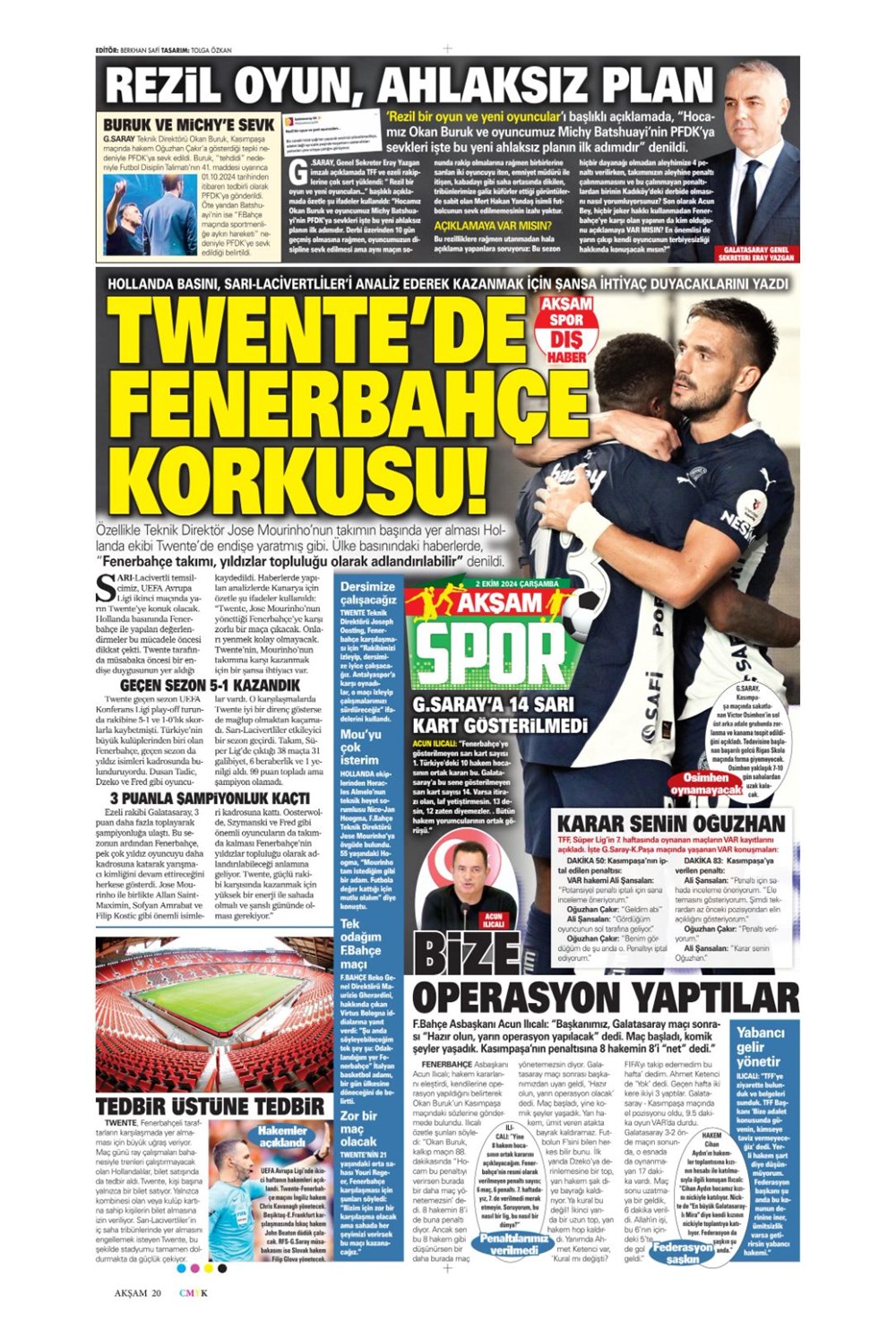 "Bir Mourinho klasiği" (2 Ekim 2024 spor manşetleri) - 2