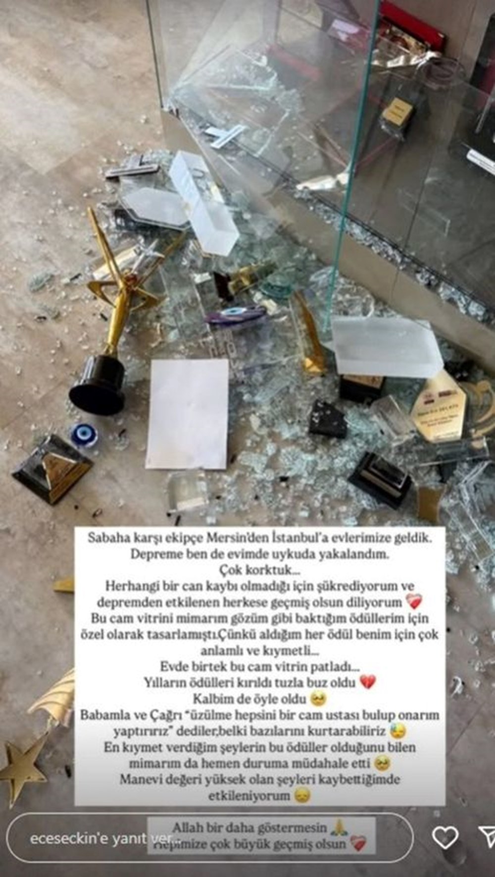 Ece Seçkin'in depremde tuzla buz olan ödülleri onarıldı - 3