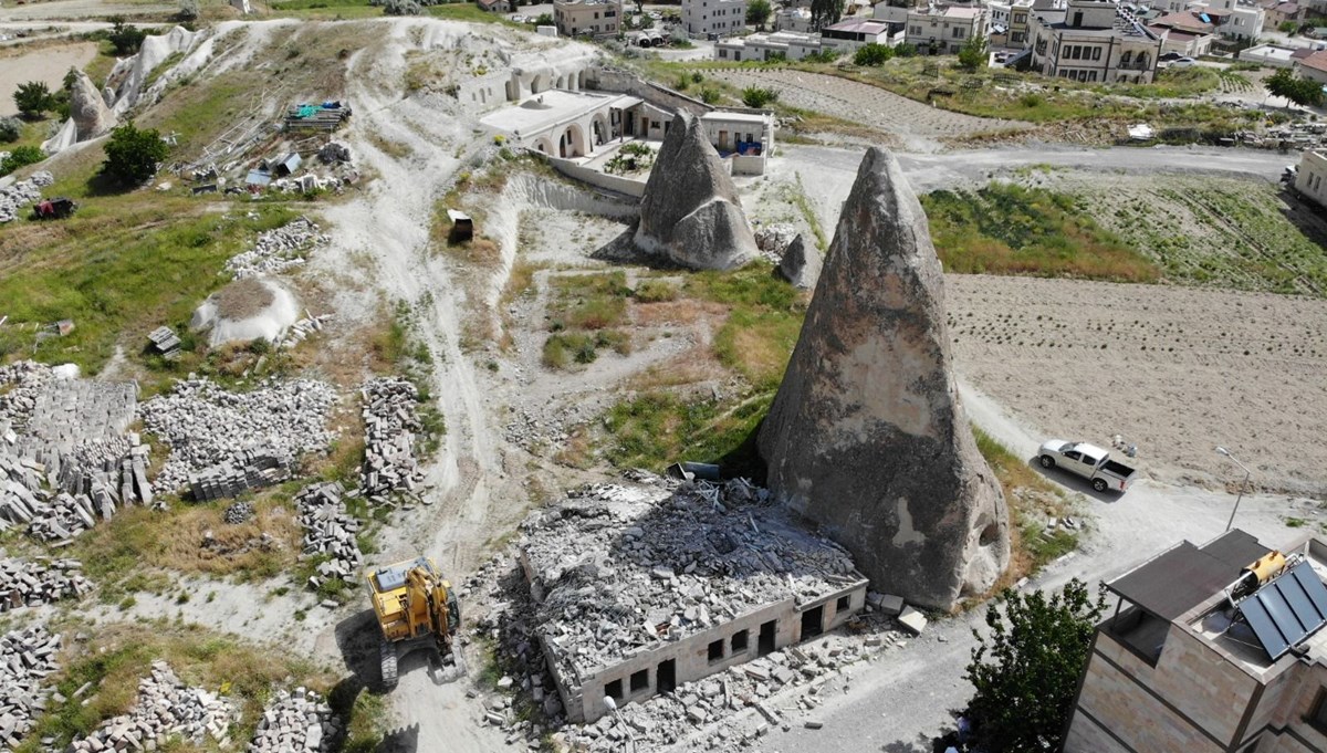 Kapadokya’da ara verilen kaçak yapı yıkımı tekrar başladı