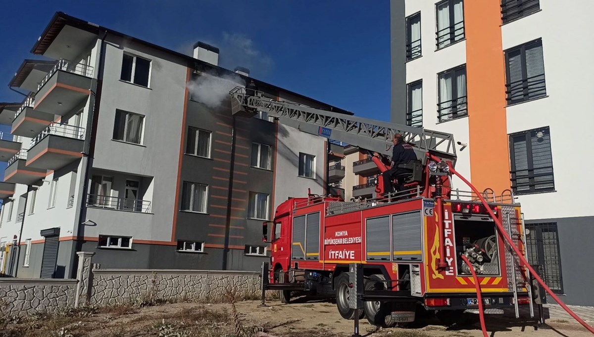 Konya'da apartman yangını: 1 kişi dumandan etkilendi