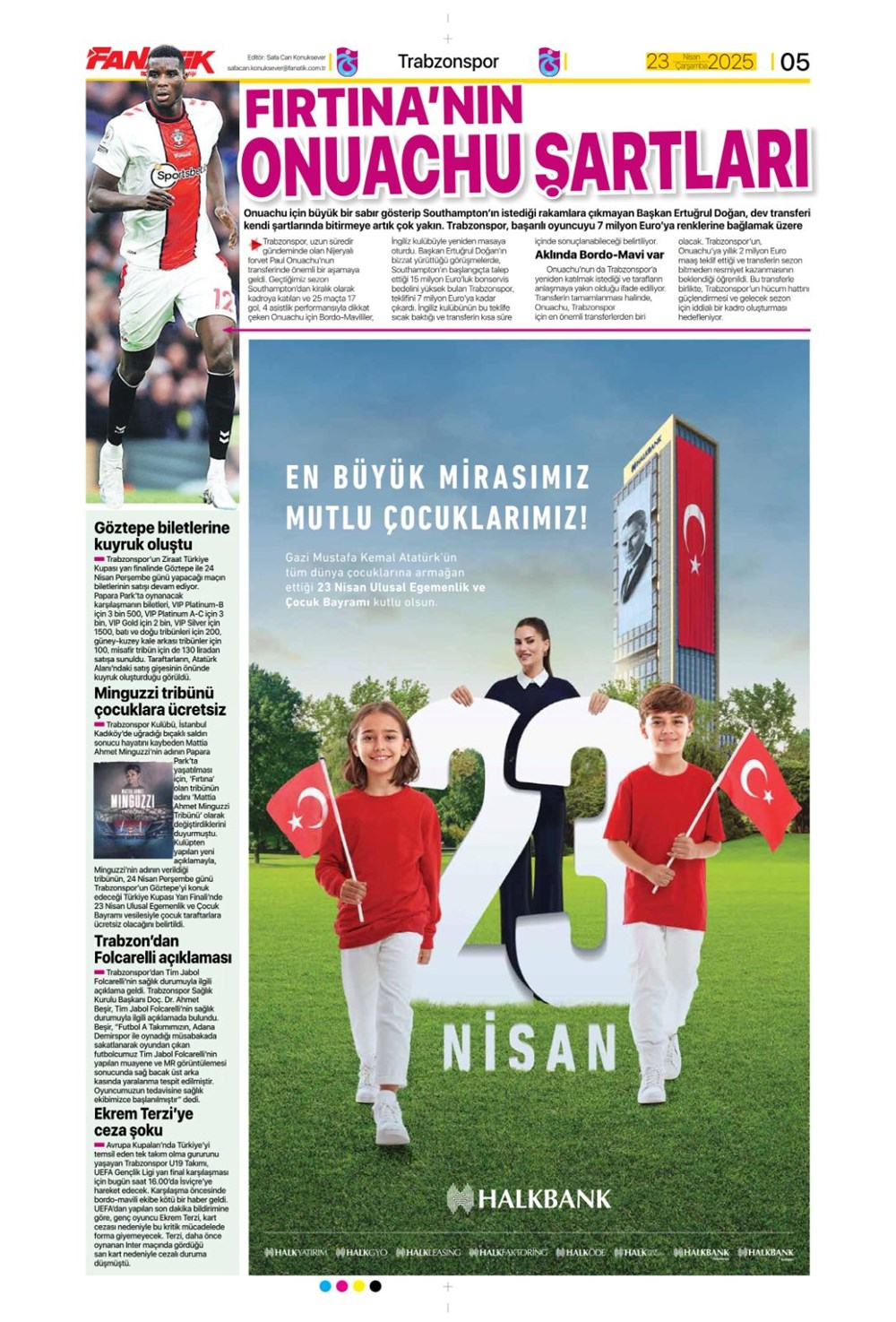 "Aslan finale kükredi" (23 Nisan 2025 spor manşetleri) - 4