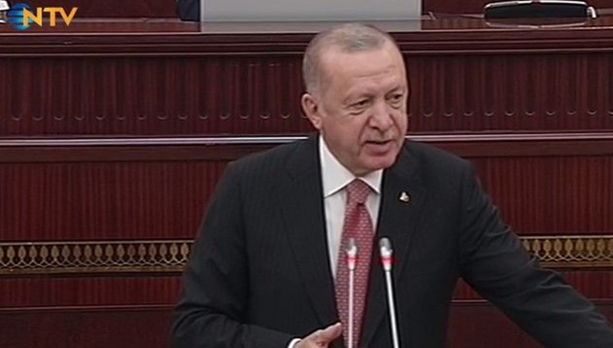 SON DAKİKA: Cumhurbaşkanı Erdoğan Azerbaycan Milli Meclisi’nde