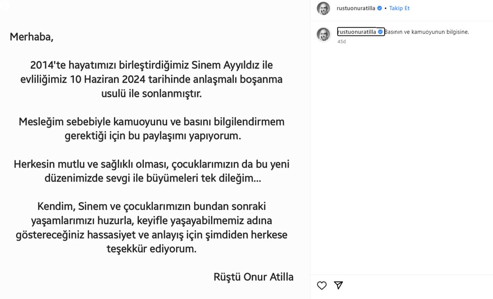 Rüştü Onur Atilla ile Sinem Ayyıldız boşandı - 2
