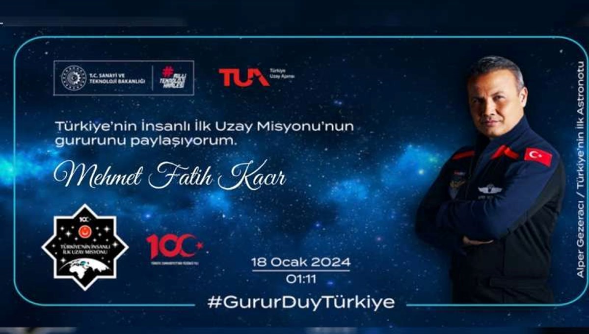 Türkiye'nin insanlı ilk uzay yolcuğuna hatıra kartı