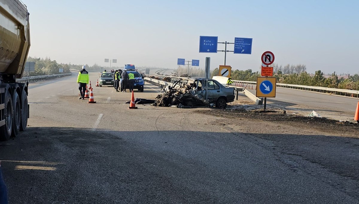 Konya’da feci kaza: Hurda yığınına dönen araçta bir ölü, bir yaralı