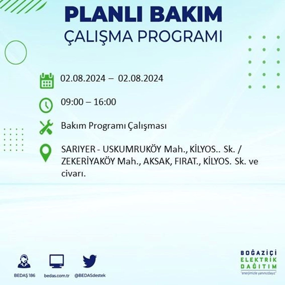 İstanbul'un 22 ilçesinde elektrik kesintisi: Elektrikler ne zaman gelecek? (2 Ağustos BEDAŞ kesinti programı) - 45