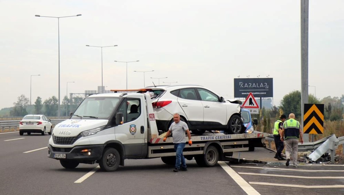 Kuzey Marmara Otoyolu’nda kararsız kalan cip kazaya neden oldu