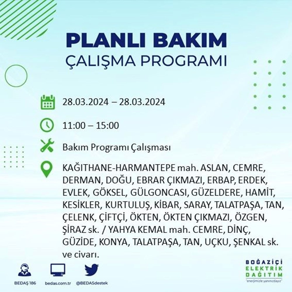 İstanbul'un 19 ilçesinde elektrik kesintisi: Elektrikler ne zaman gelecek? (28 Mart tarihli BEDAŞ kesinti programı) - 44