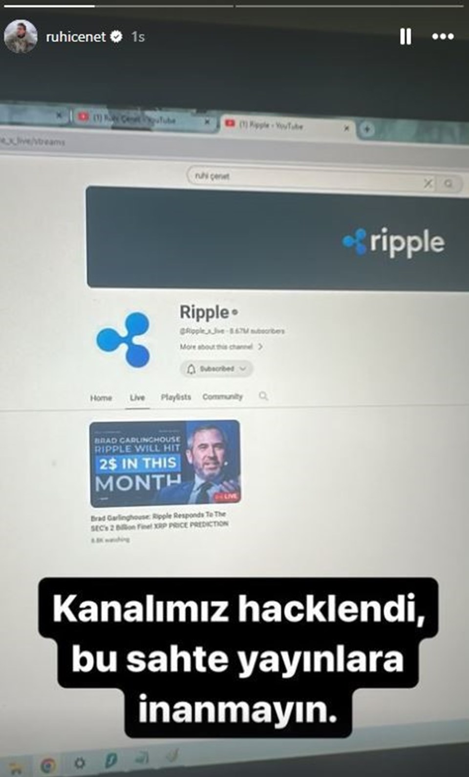 Ruhi Çenet YouTube kanalının çalındığını duyurdu - 1