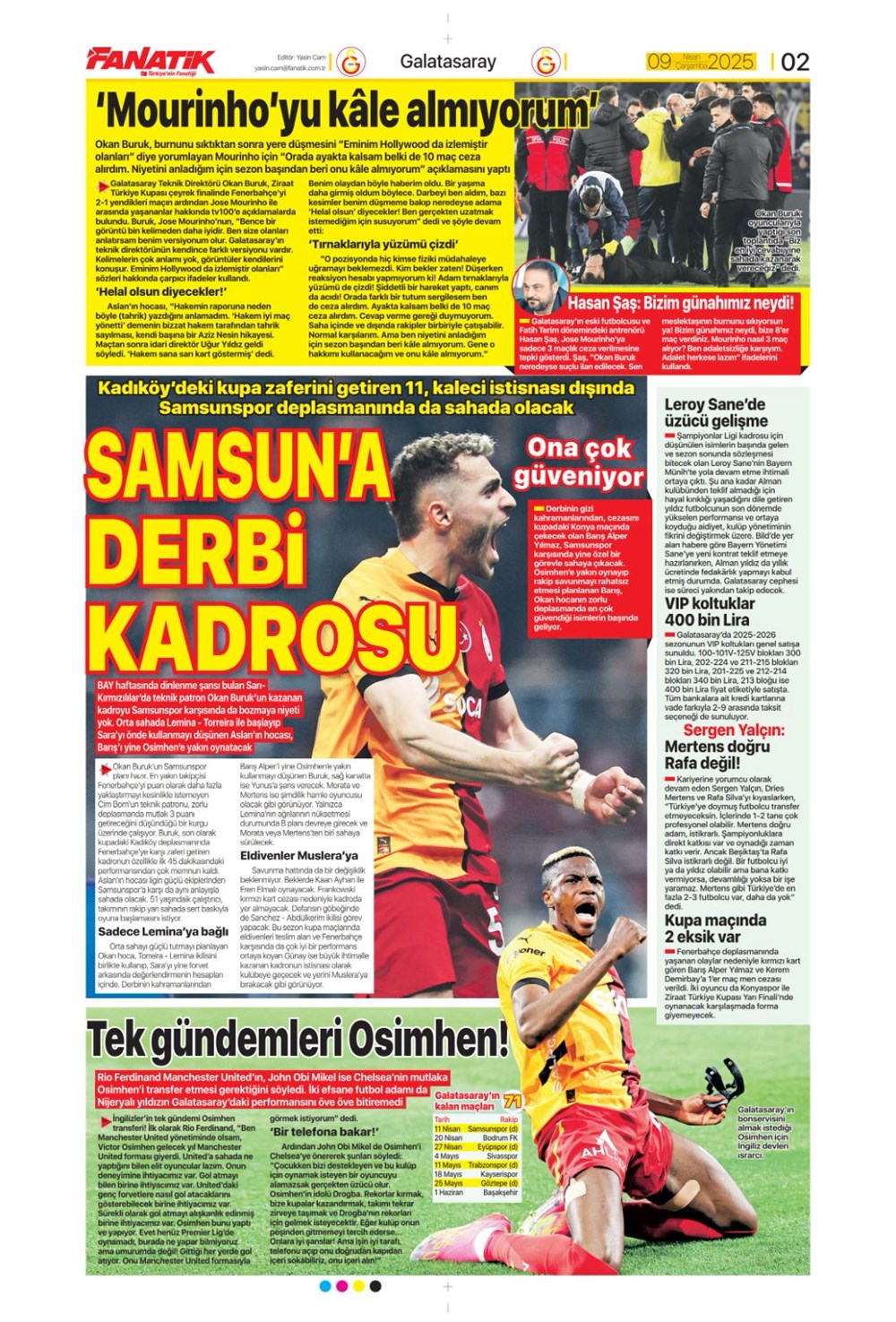 "Kevin De Bruyne derbisi" (9 Nisan 2025 spor manşetleri) - 4