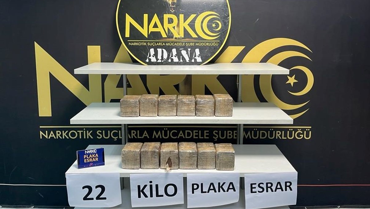 Adana'da akülere gizlenmiş 22 kilogram esrar ele geçirildi