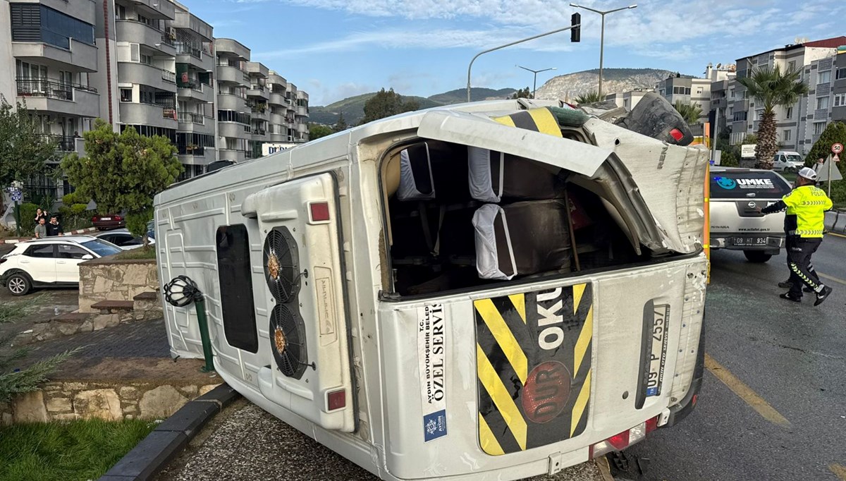 Aydın'da okul servisi kaza yaptı: Beşi öğrenci altı yaralı