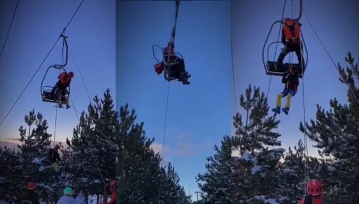 Palandöken’de telesiyejde mahsur kalan 17 kişi kurtarıldı