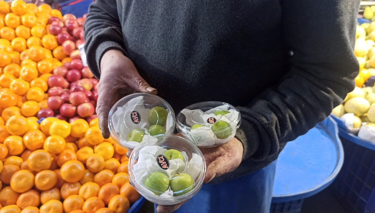 Üç tanesi 40 liraya yeşil erik: Kilosu 800 lira