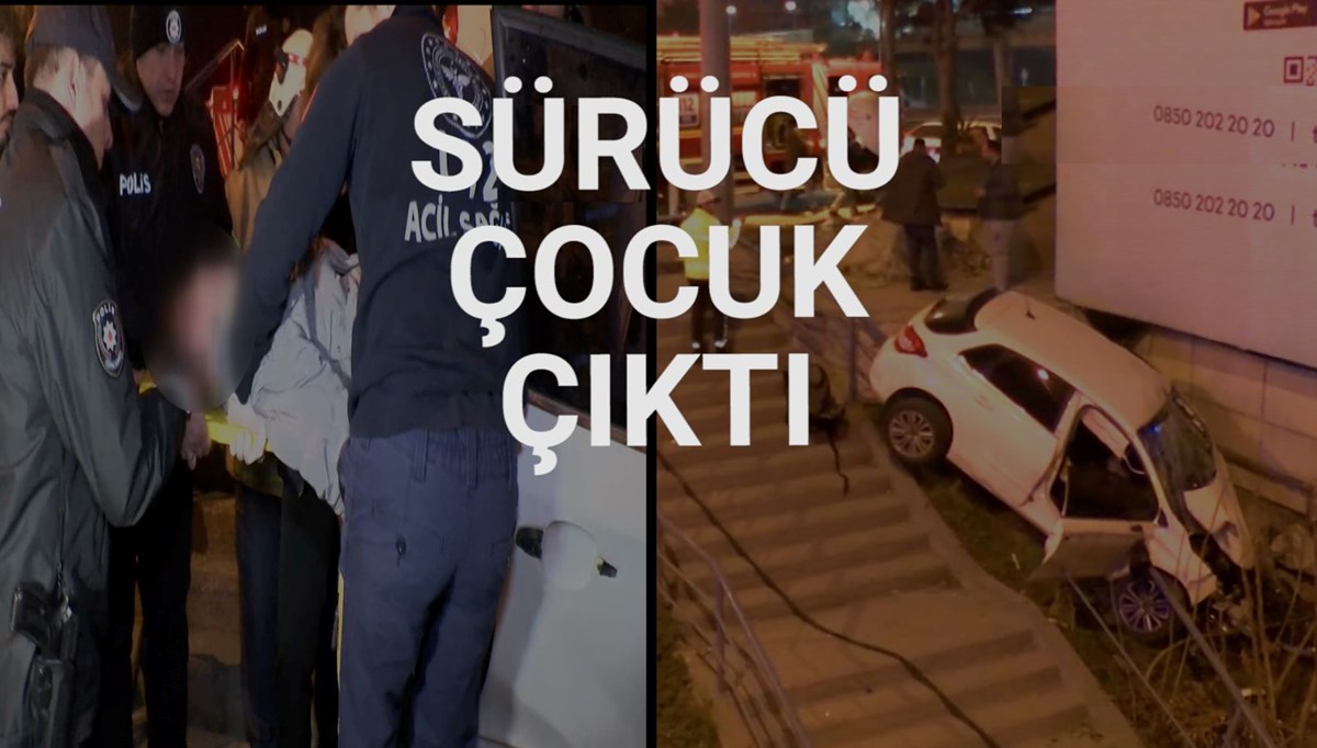 14 yaşındaki çocuğun kullandığı otomobil korkuluklarda asılı kaldı 14 yaşındaki çocuğun kullandığı otomobil korkuluklarda asılı kaldı