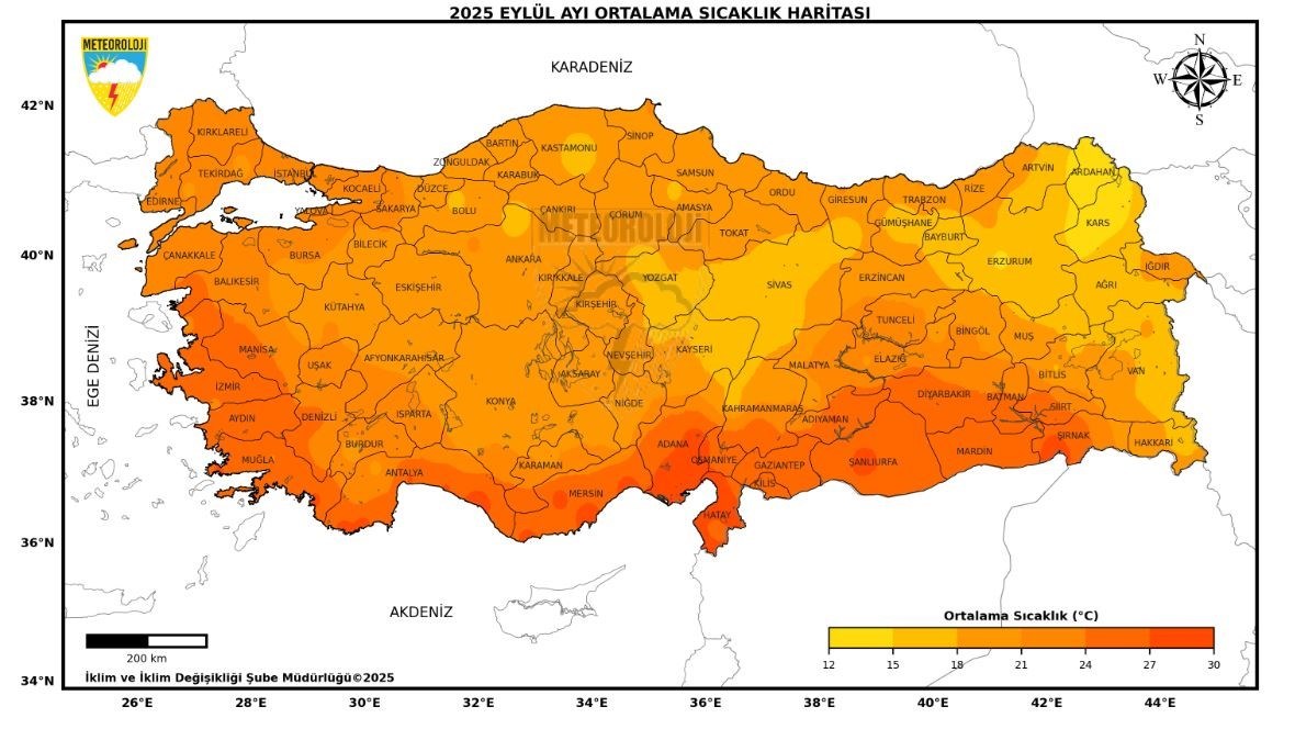 Meteoroloji Genel Müdürlüğü, 2025 yılı eylül ayı sıcaklık analizi raporunu yayımladı.