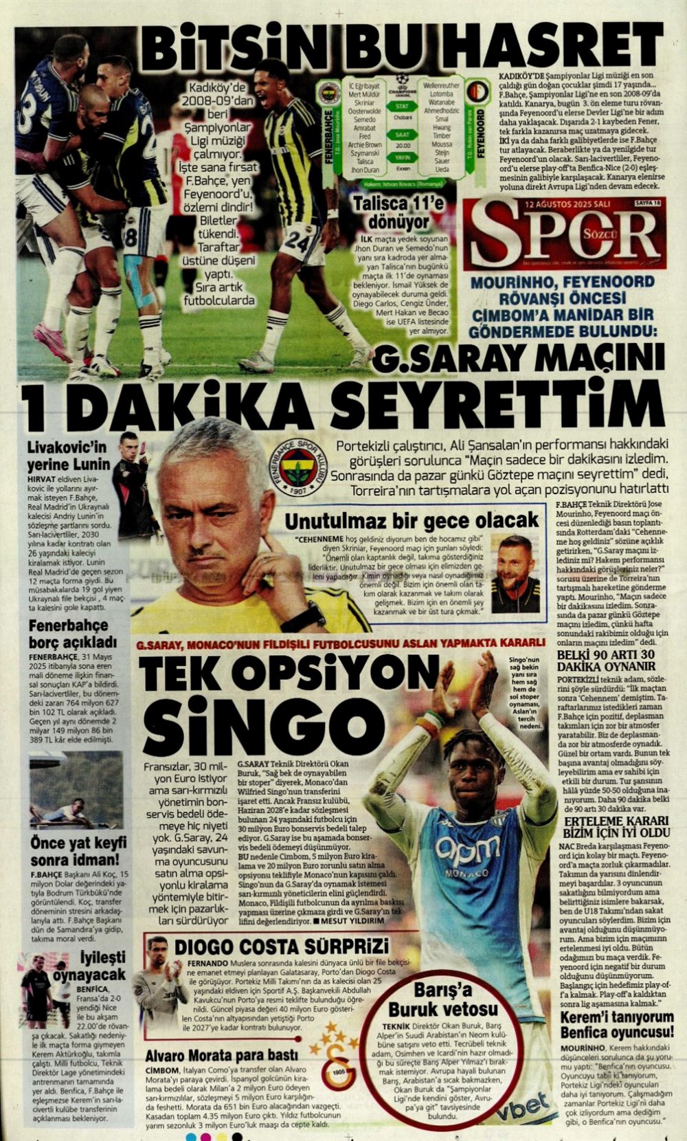 "Altyapıya Osimhen menüsü" (12 Ağustos spor manşetleri) - 21