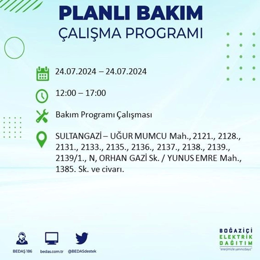 تركيا اليوم انقطاع التيار الكهربائي عن 18 منطقة بإسطنبول غداً الأربعاء.. تعرف عليها انقطاع التيار الكهربائي عن 18 منطقة بإسطنبول: متى تعود الكهرباء؟ (برنامج قطع BEDAŞ في 24 يوليو) - 41