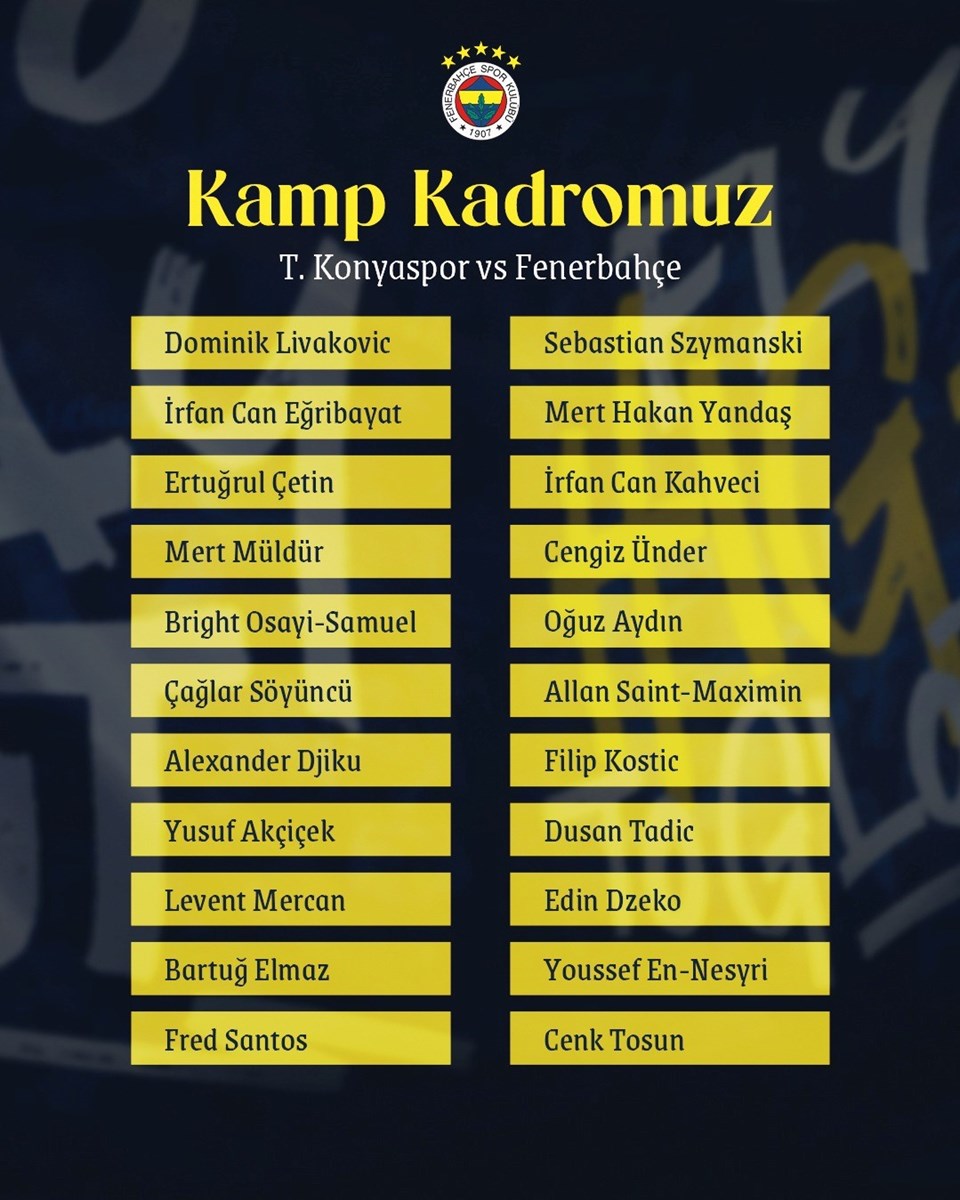 Fenerbahçe'de Konyaspor maçının kamp kadrosu belli oldu - 1