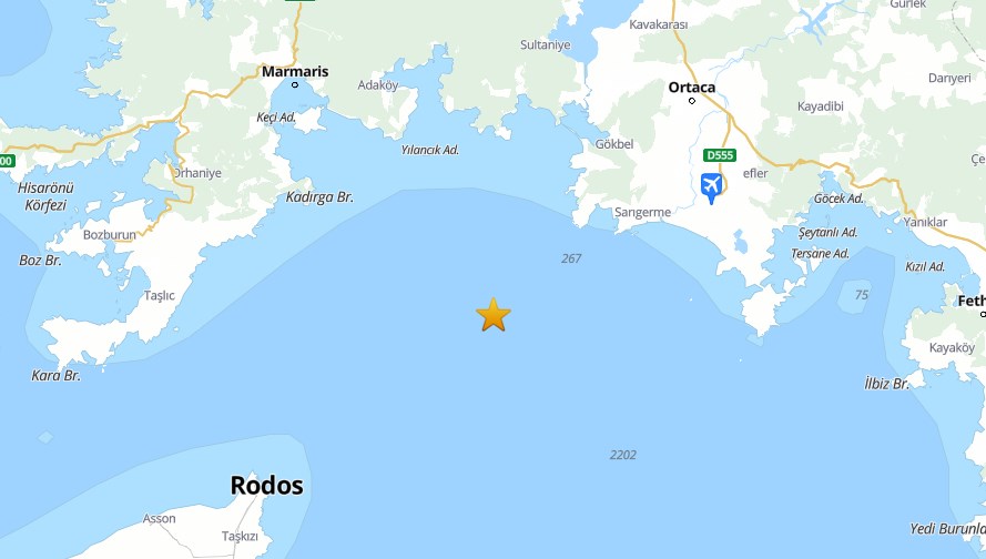 Muğla açıklarında 4.5 büyüklüğünde deprem