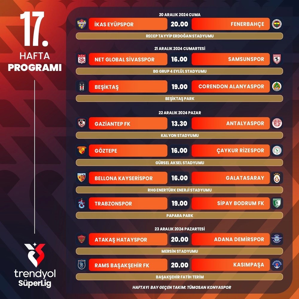 Süper Lig'de 11 haftalık program açıklandı - 11