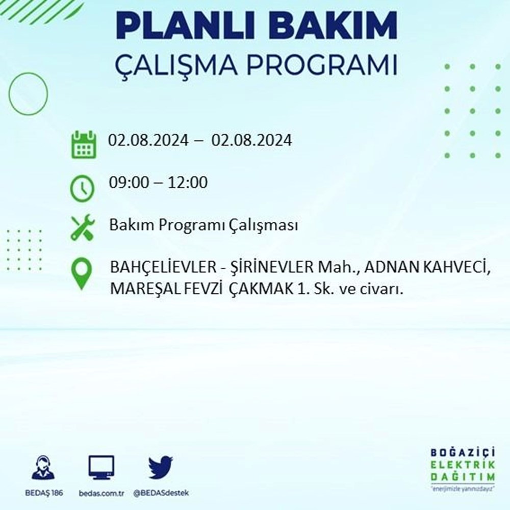 İstanbul'un 22 ilçesinde elektrik kesintisi: Elektrikler ne zaman gelecek? (2 Ağustos BEDAŞ kesinti programı) - 11