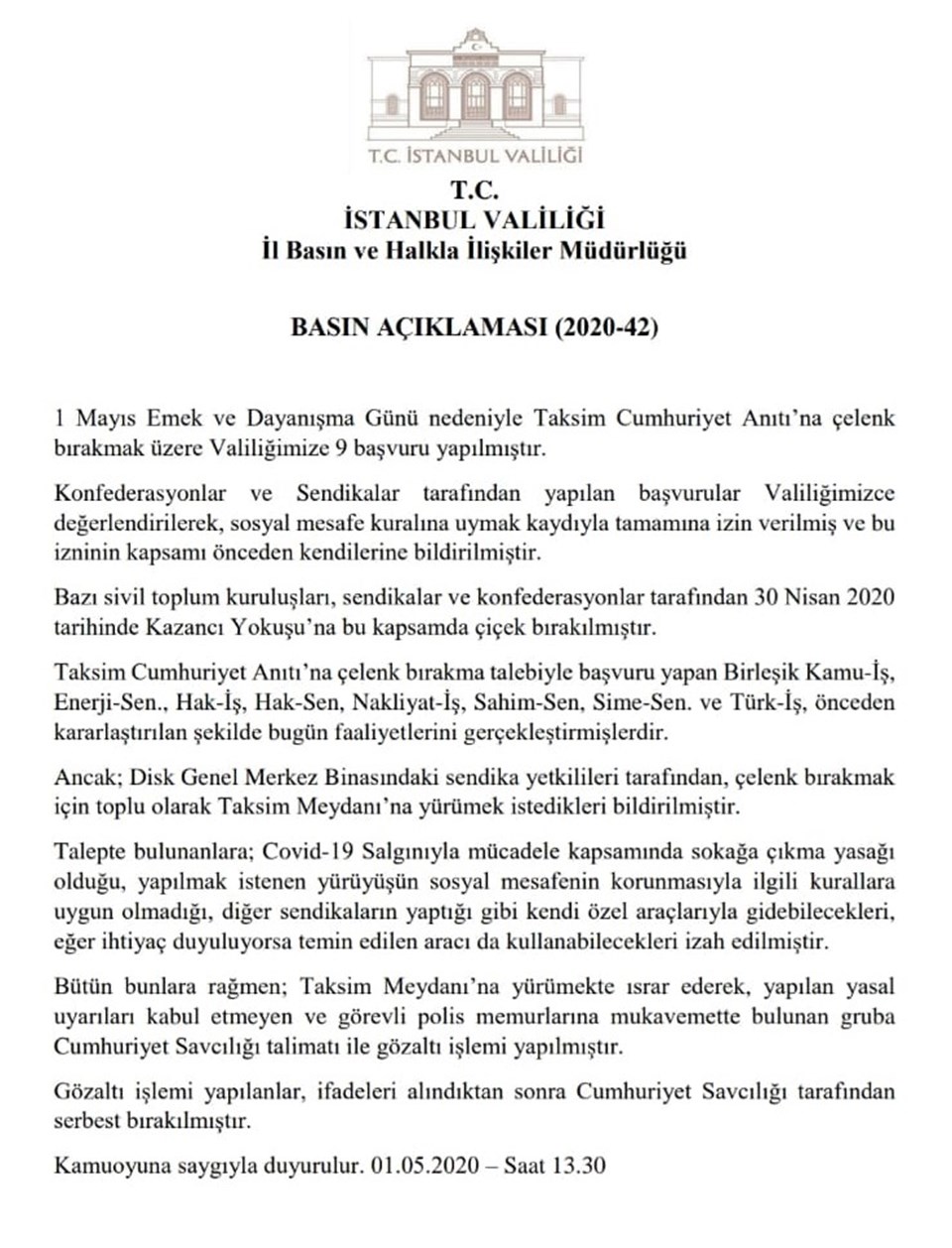 Gözaltına alınan DİSK Genel Başkanı Çerkezoğlu serbest bırakıldı - 1