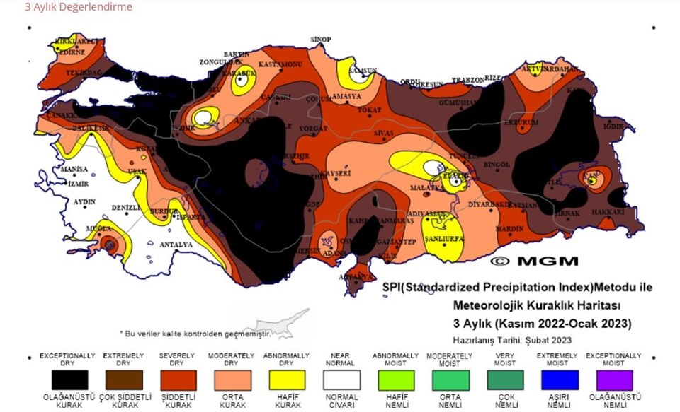 Olağanüstü kuraklık riski olan iller hangileri? Yılın ilk kuraklık haritası yayınlandı - 1