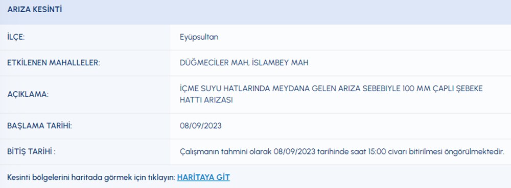 İstanbul'un 6 ilçesinde su kesintisi: Sular ne zaman gelecek? (8 Eylül İSKİ su kesintisi listesi) - 2