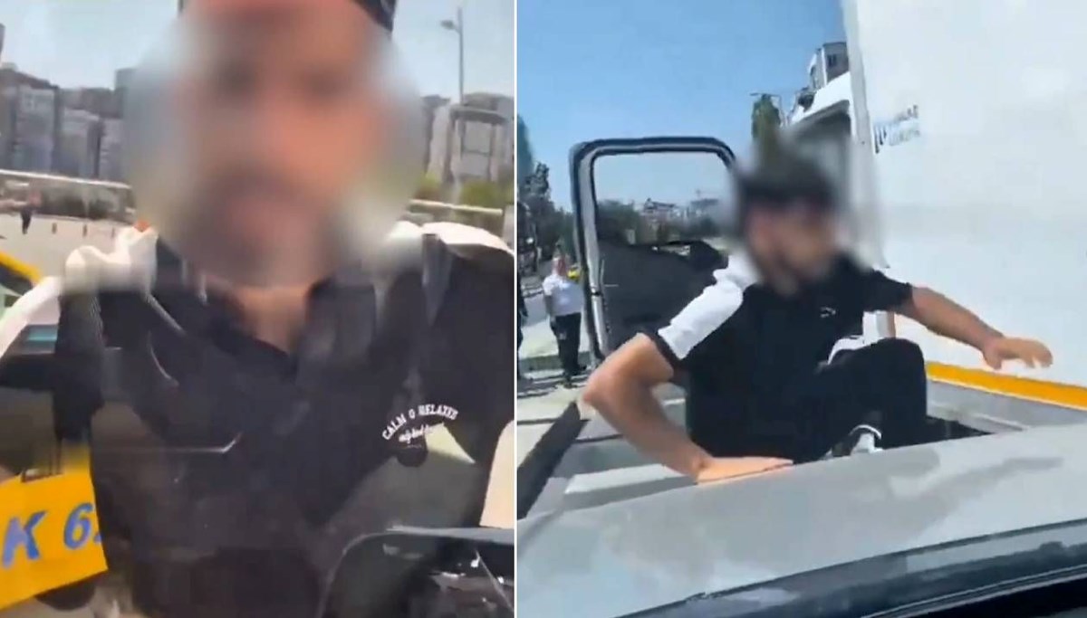 Önünü kestiği kadın sürücüye kabusu yaşattı