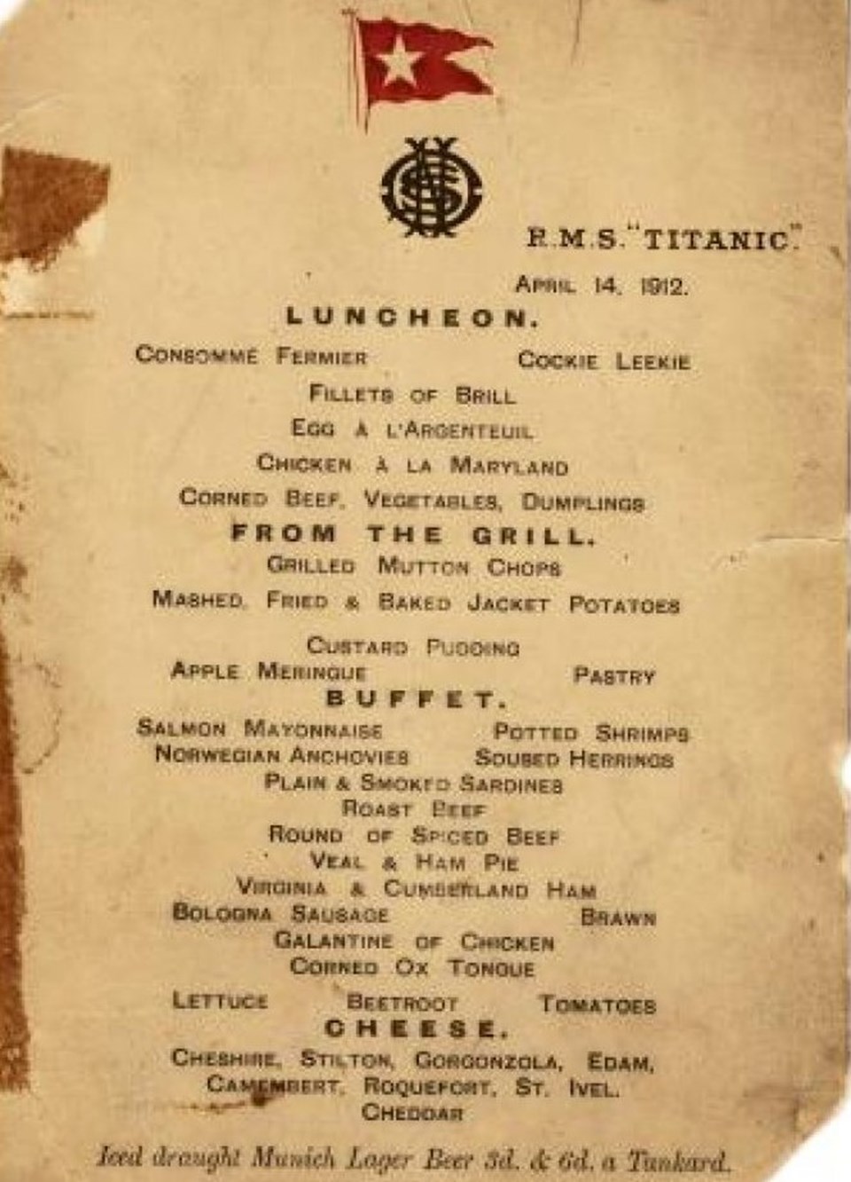 Titanic'te son öğle yemeği menüsüne 88 bin dolar - 1