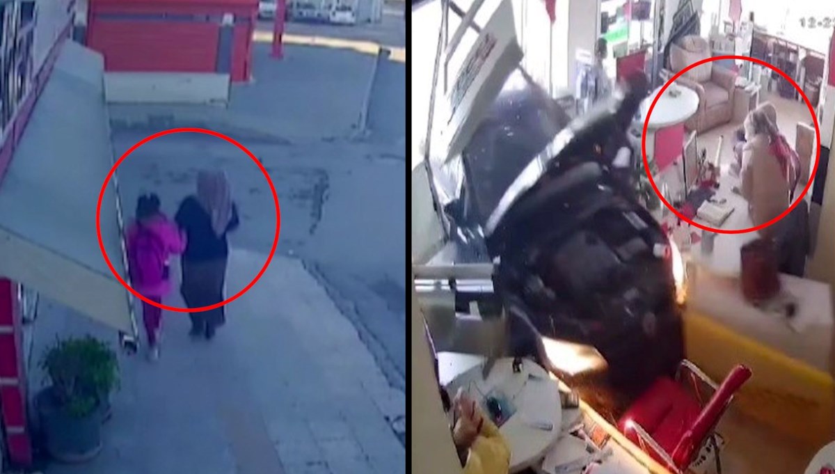 Alkollü sürücü iş yerine daldı: 5 kişi saniyelerle kurtuldu