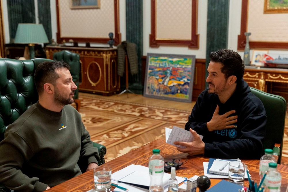 Ünlü oyuncu Orlando Bloom Kiev'de Zelenski ile görüştü - 3