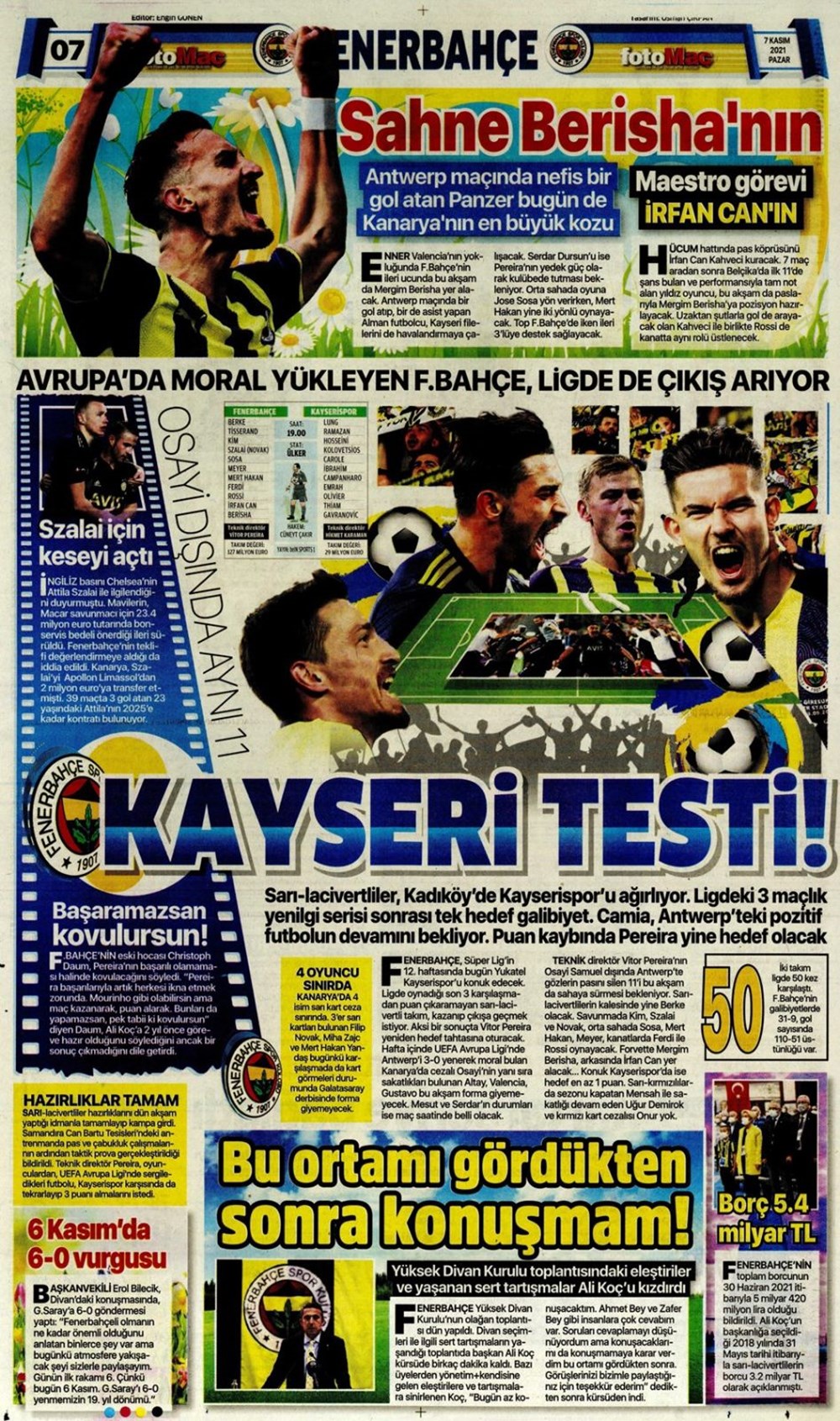 Günün spor manşetleri (7 Kasım 2021) - 7