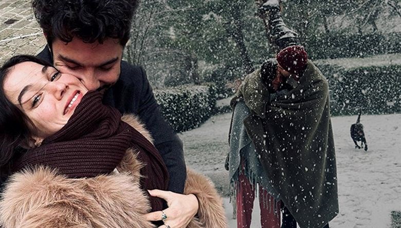 Pınar Deniz ile Kaan Yıldırım'ın romantik kar pozu sosyal medyada gündem oldu