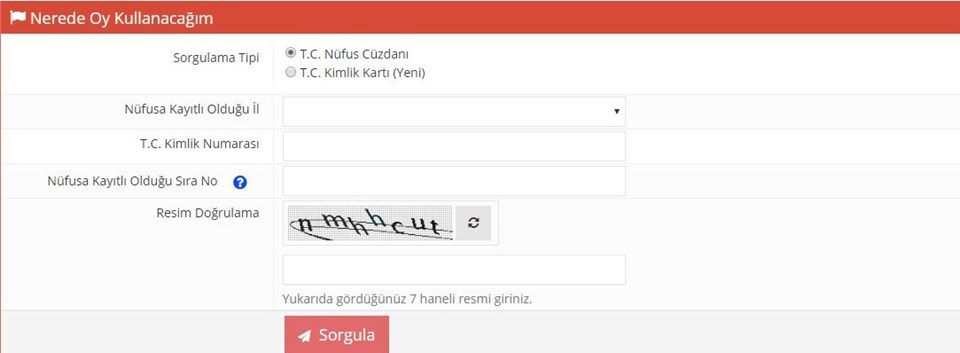 YSK SEÇMEN SORGULAMA SAYFASI