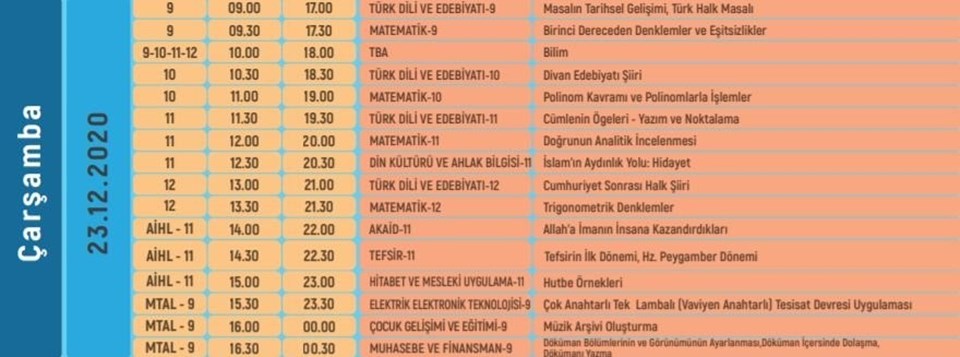 EBA TV 23 Aralık ders programı (MEB EBA TV ders programı ve canlı ders saatleri) - 3