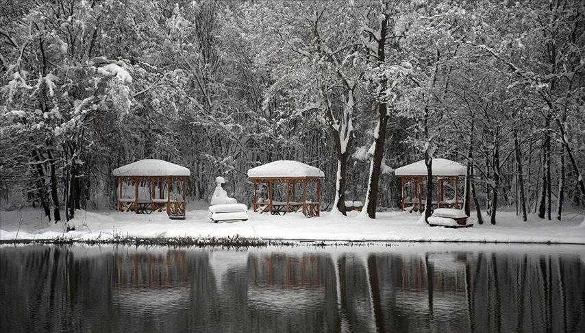 Düzce'deki Korugöl Tabiat Parkı beyaza büründü